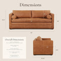 POLY & BARK Napa 82" Leather Pull‑Out Sleeper Sofa – Full‑Grain Italian Leather Upholstery,Tri‑Layer Mattress & Storage Console –Sophisticated...